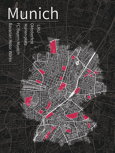 慕尼黑城市肌理地图海报