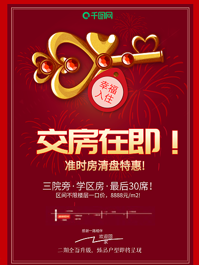 房地产交房清盘海报