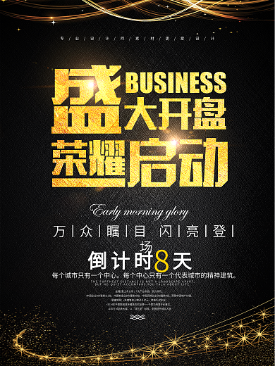 黑金大气楼盘启动房地产海报