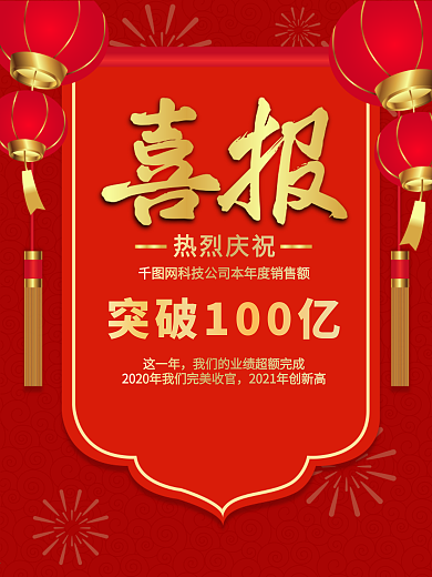 原创2021矢量喜报红色海报