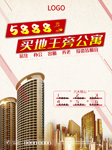 房地产公寓宣传海报单页图片