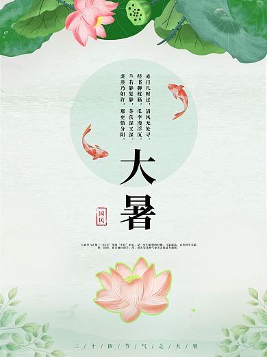 二十四节气大暑荷花宣传海报