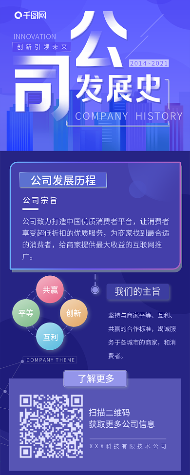原创智能科技感公司企业发展史信息长图