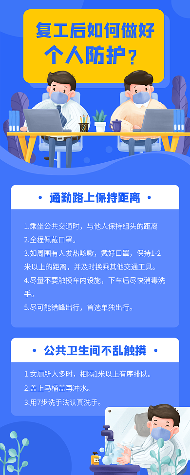 肺炎疫情复工个人防护预防传染科普文章长图