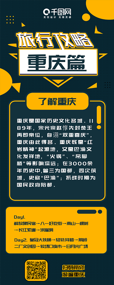 旅行攻略之重庆篇展牌私人攻略信息长图