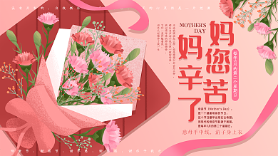 原创手绘母亲节快乐节日祝福展板