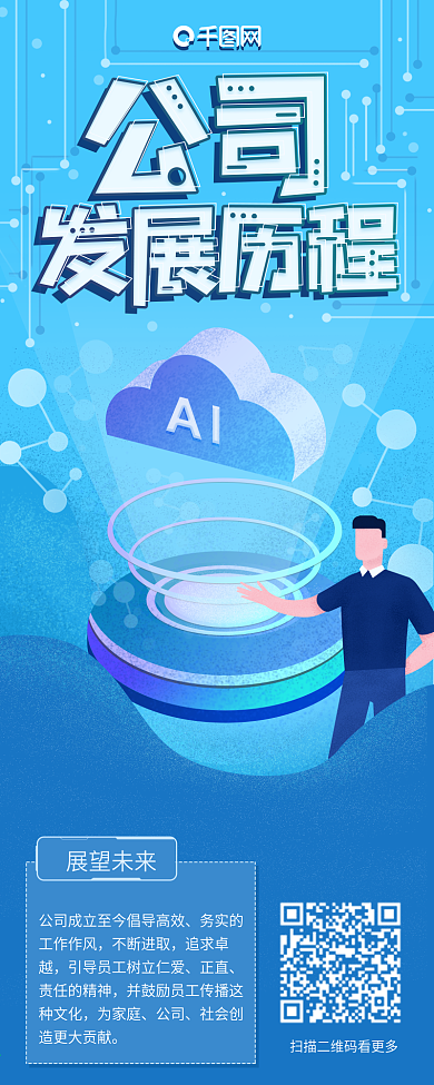 原创智能科技公司发展历程数据信息海报