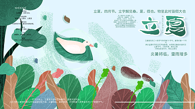 原创手绘立夏节日节气展板