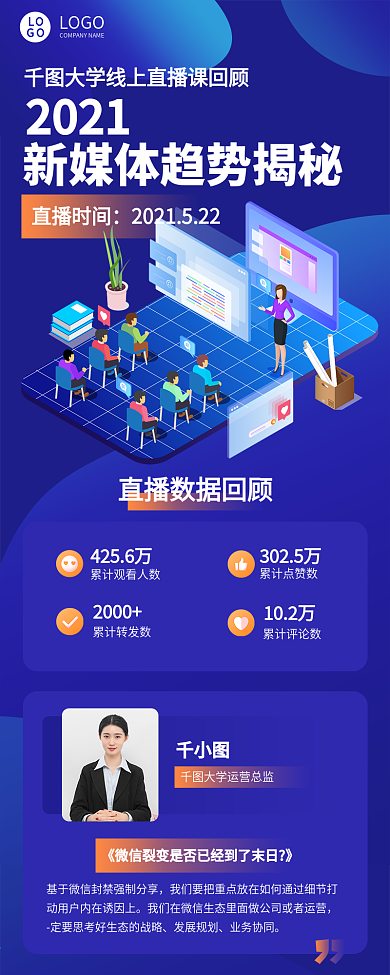 新媒体课程直播回顾科技背景长图