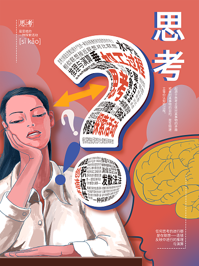 原创手绘思考海报