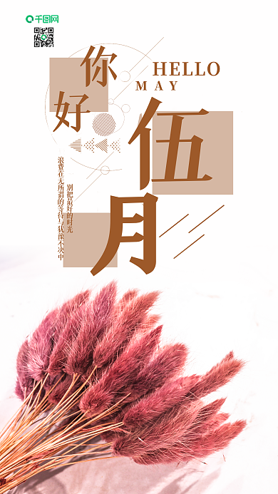 手机壁纸五月你好小清新染色干草摄影图