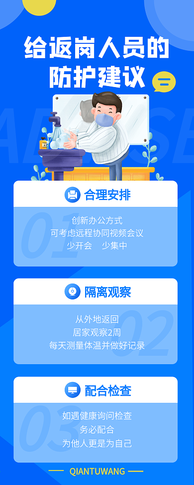 肺炎疫情复工开工返工返岗人员防范病毒科普文章长图