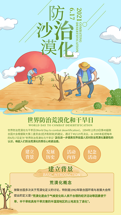 世界防治荒漠化日土地干旱信息长图