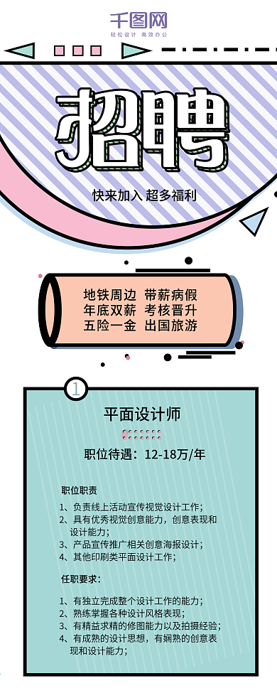 波普风企业招聘招人信息长图