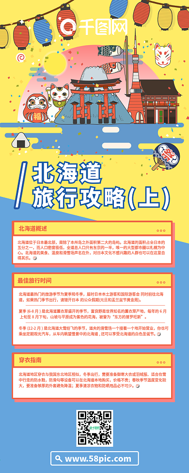 原创meb风日本北海道旅游攻略信息图h5