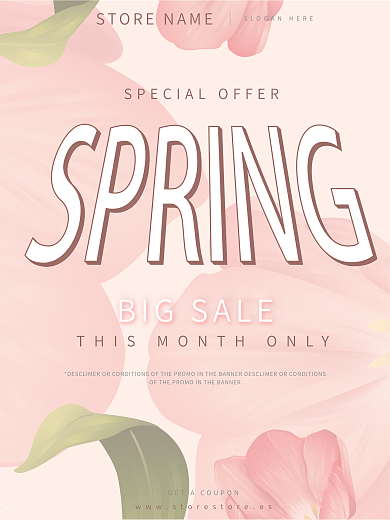 春季上新春暖花开新品上市粉红色插画