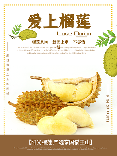 原创简约 水果海报 宣传海报 榴莲海报