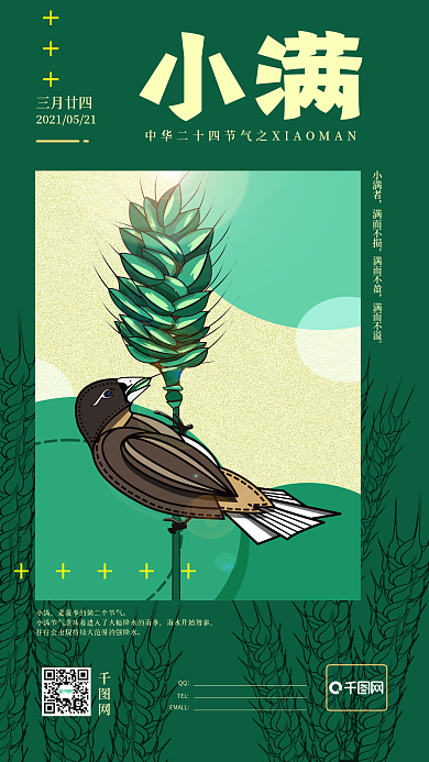 原创小满手机插画海报