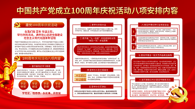 中国共产党成立100周年庆祝活动安排展板