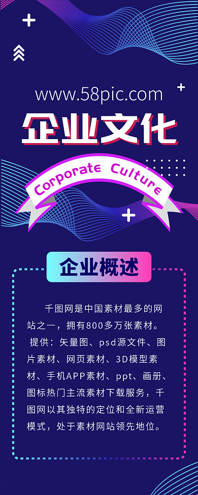 企业文化蓝色简约宣传扁平信息长图