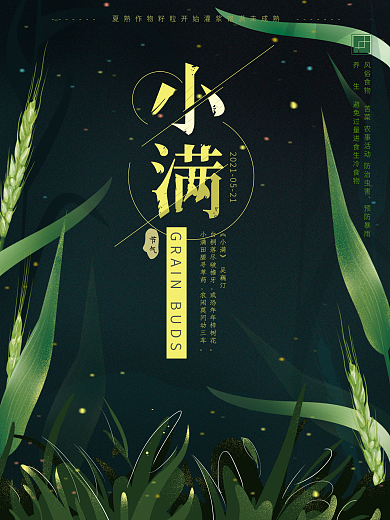 原创手绘简约小满节气海报