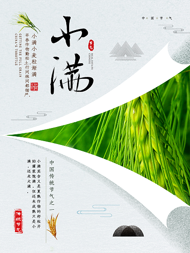 精美清新极简主义小满节气海报设计
