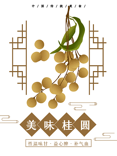 新鲜美味桂圆原创手绘海报