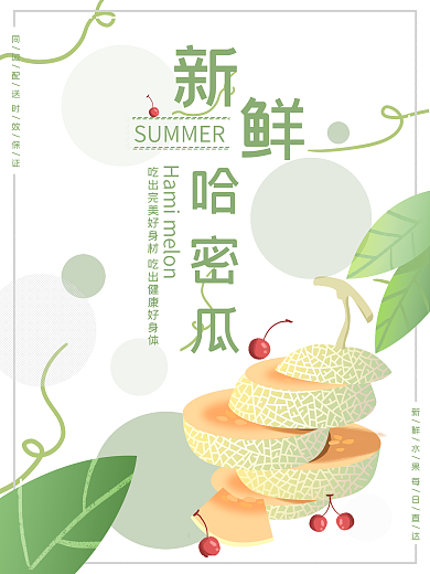 夏天新鲜水果哈密瓜海报