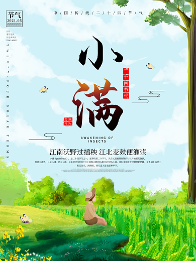 简洁大气小满24节气海报