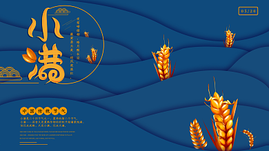 简约清新典雅中国传统二十四节气小满展板