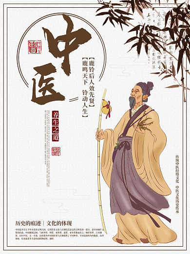 白色简约中国风中医养生宣传海报