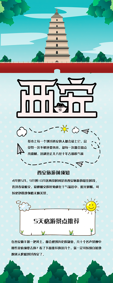 西安旅行攻略信息长图