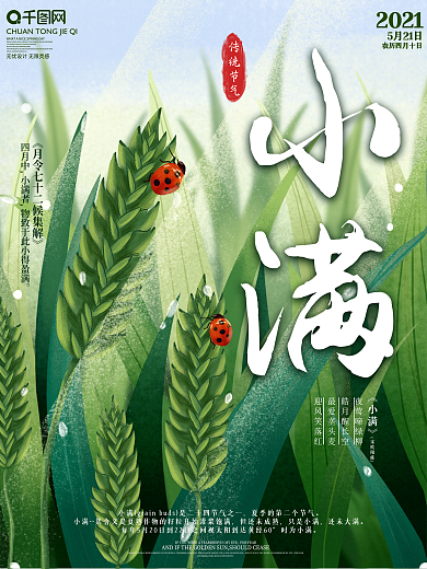 原创手绘小满节气宣传海报