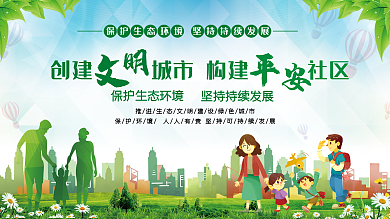 创建文明城市文明社区平安建设标语展板