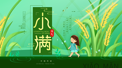 原创手绘二十四节气小满简约展板海报