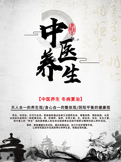 中医养生水墨风海报