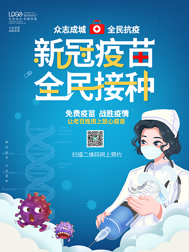 战胜疫情全民抗疫新型冠状病毒疫苗接种海报