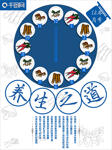 蓝色简约冬季养生海报