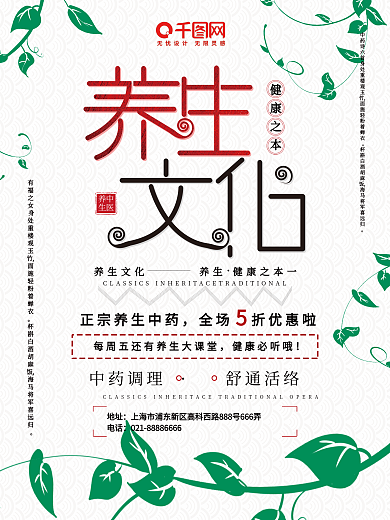 简约中医养生文化促销海报