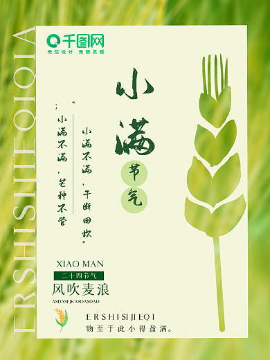 二十四节气小满小麦宣传海报