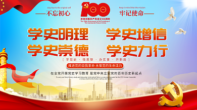 建党党建百周年党史学习地产展板海报