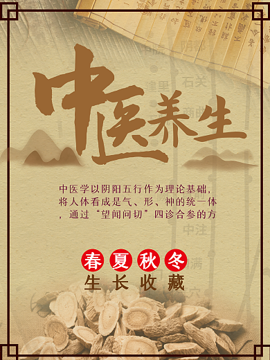 中医养生古风经络医书背景海报