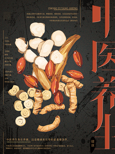 原创手绘中医养生海报