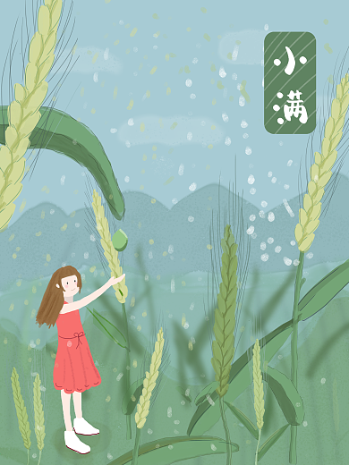 原创手绘小满海报