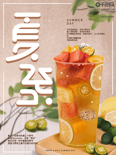 原创手绘夏至节日宣传海报