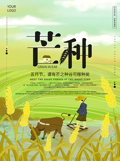 芒种节气插画海报