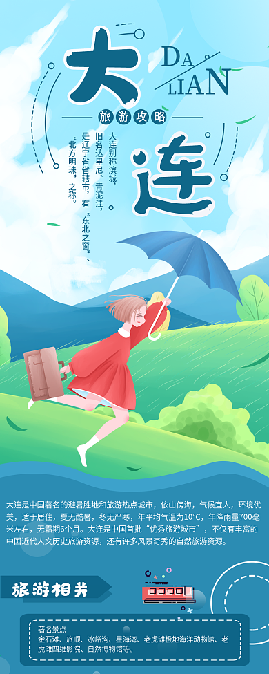 大连旅游攻略信息长图