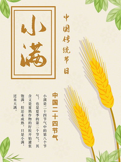 中国传统节日小满宣传海报