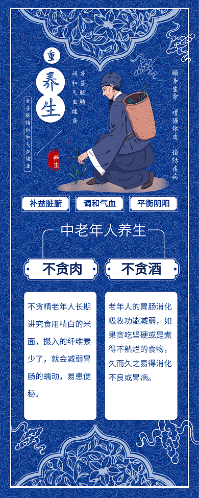 老年人中药养生中医养生信息长图