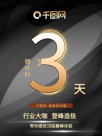 高级大气黑金倒计时3天海报